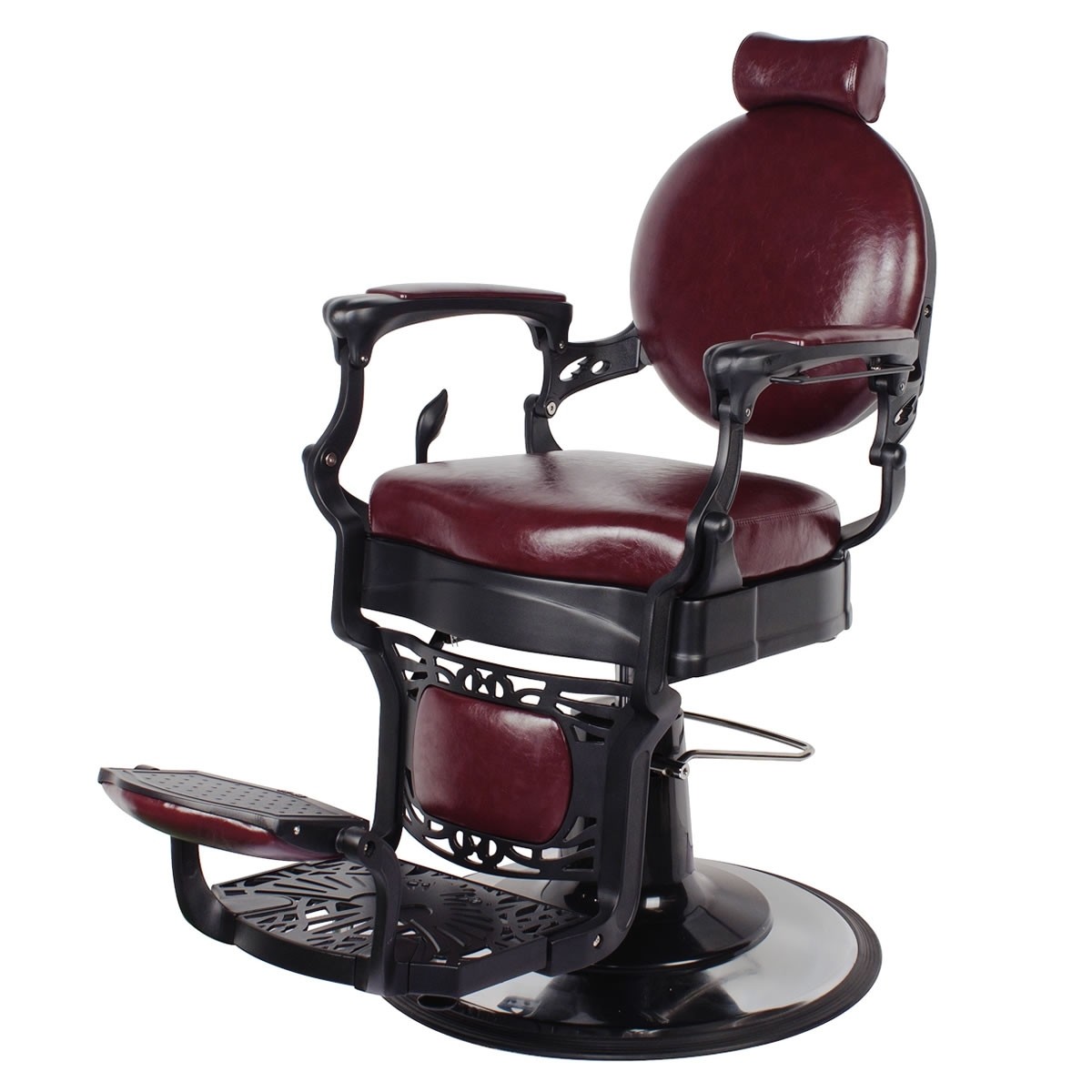"ROMANOS" Vintage Barbershop Chair in Dark Merlot