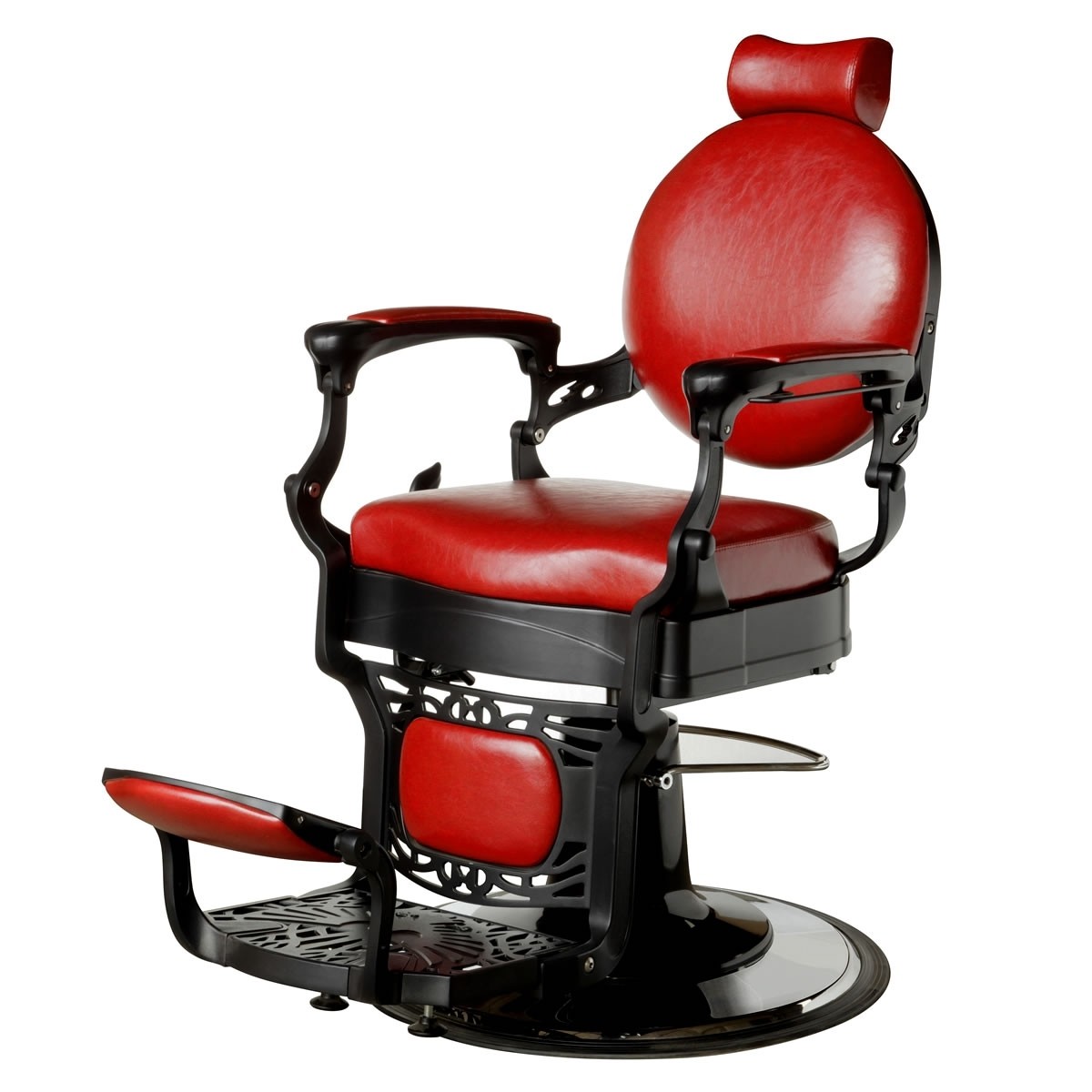 "ROMANOS" Vintage Barbershop Chair in Cardinal Red