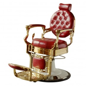 "THEODORE" Golden Barber Chair in Cardinal Red 